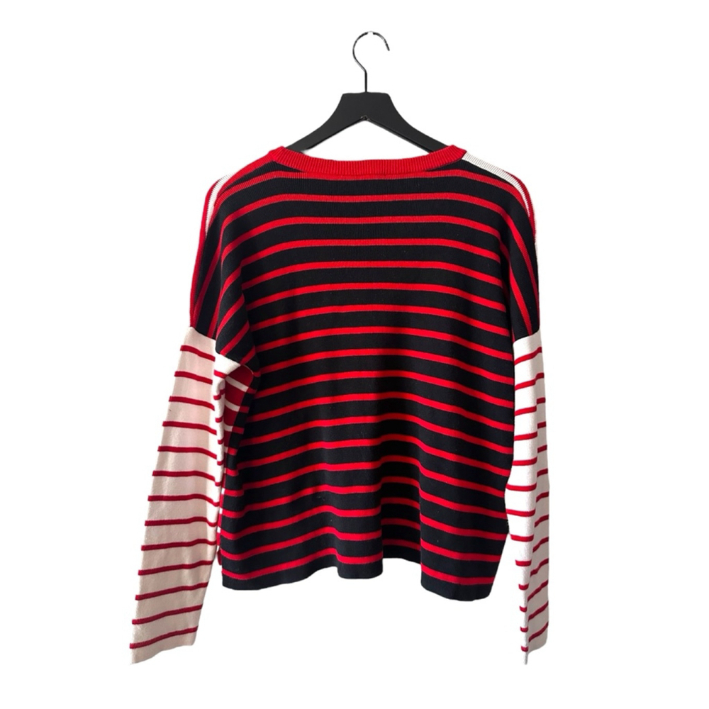 Cabi Red White Striped Contrast Pocket Sweater Women’s Small - Picture 8 of 8
